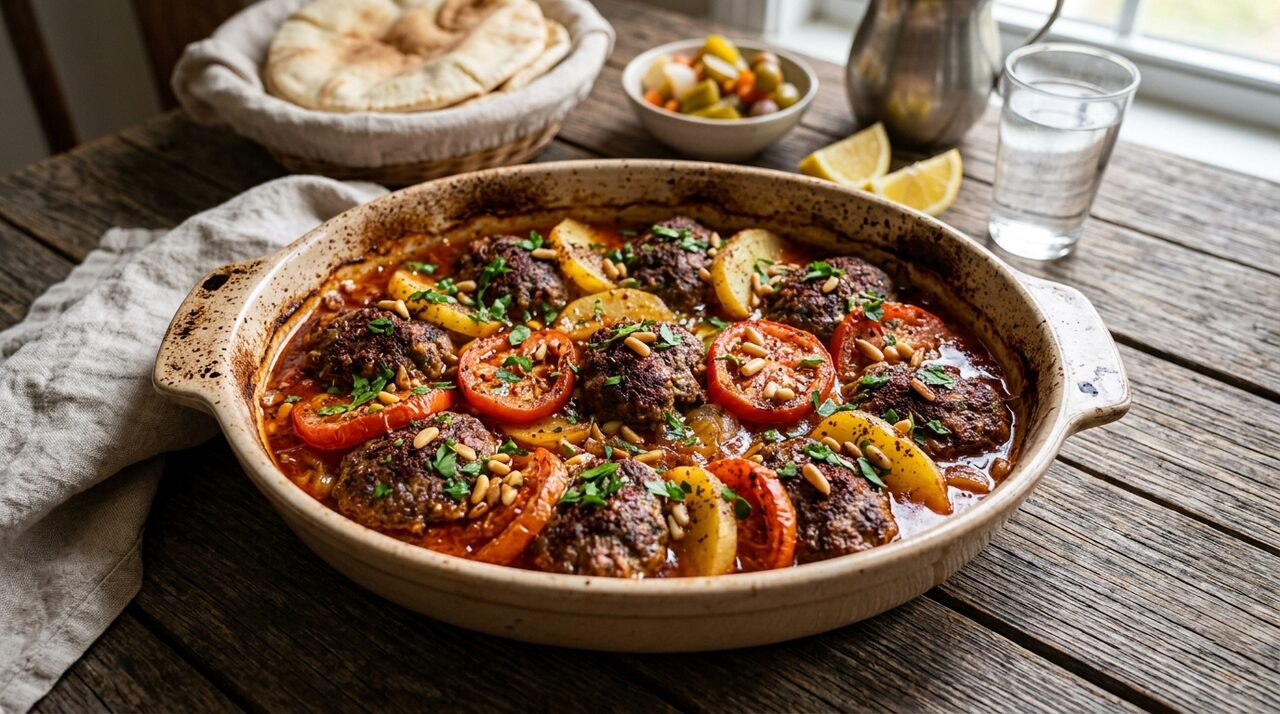 كفتة بالصينية بالبطاطس والبندورة