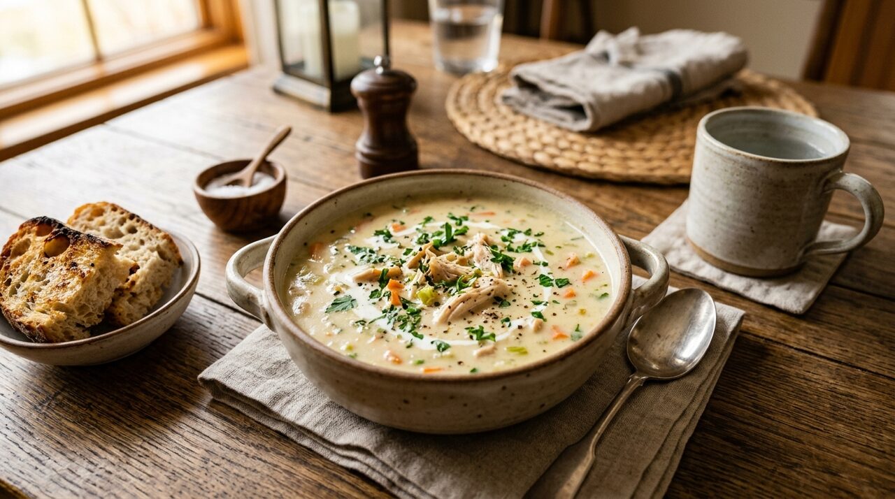 شوربة كريمة الدجاج الكلاسيكية