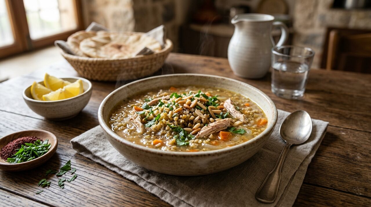 شوربة الفريكة بالدجاج الشامية