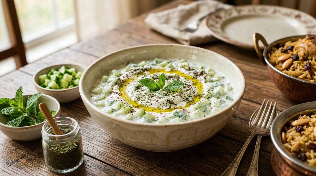 سلطة الزبادي بالخيار المنعشة