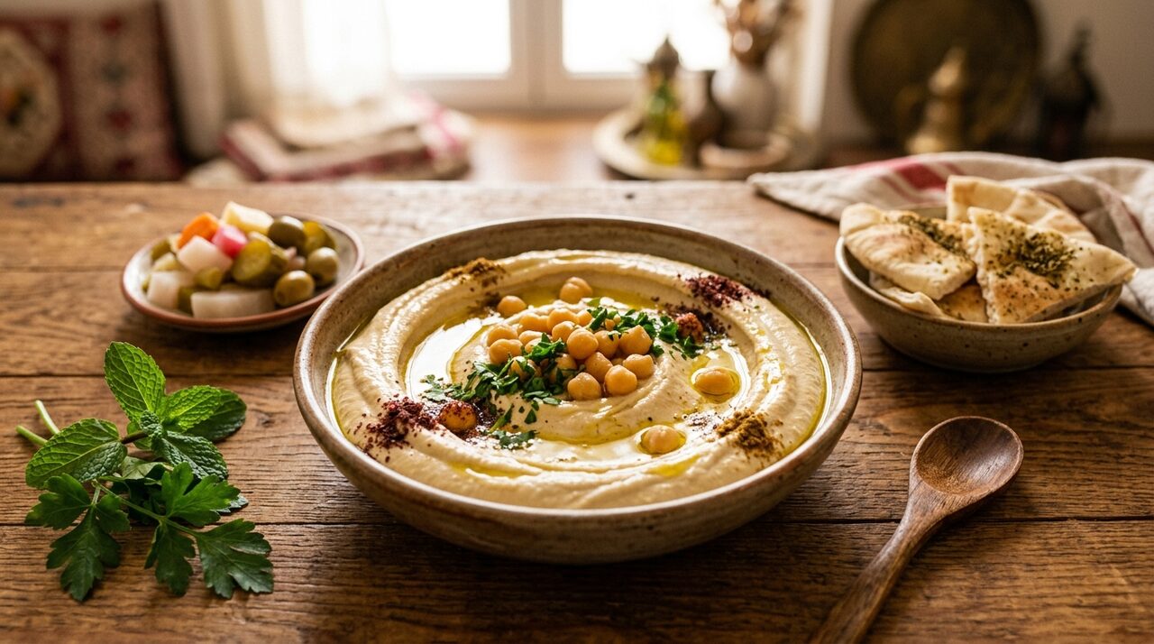 حمص بالطحينة الشامي الفاخر