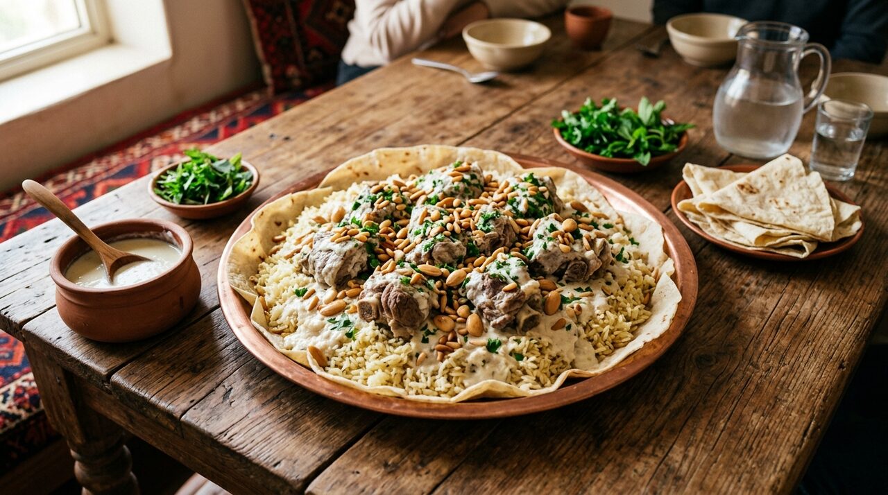 المنسف الأردني التقليدي باللحم والجميد