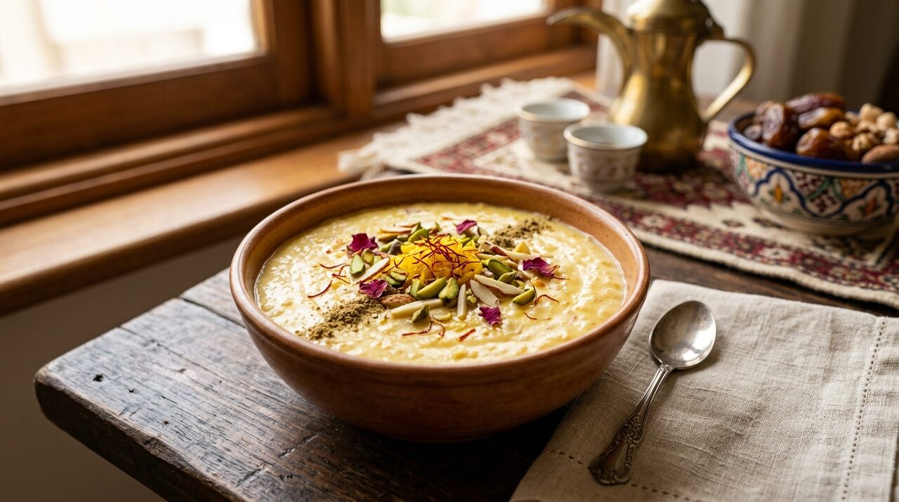 رز بحليب خليجي بالهيل والزعفران